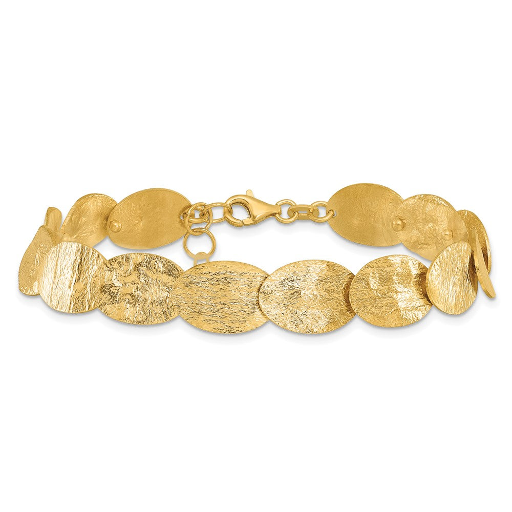 Leslie's Sterling Silver Gold-tone Textured w/2in ext Bracelet - Product Photo