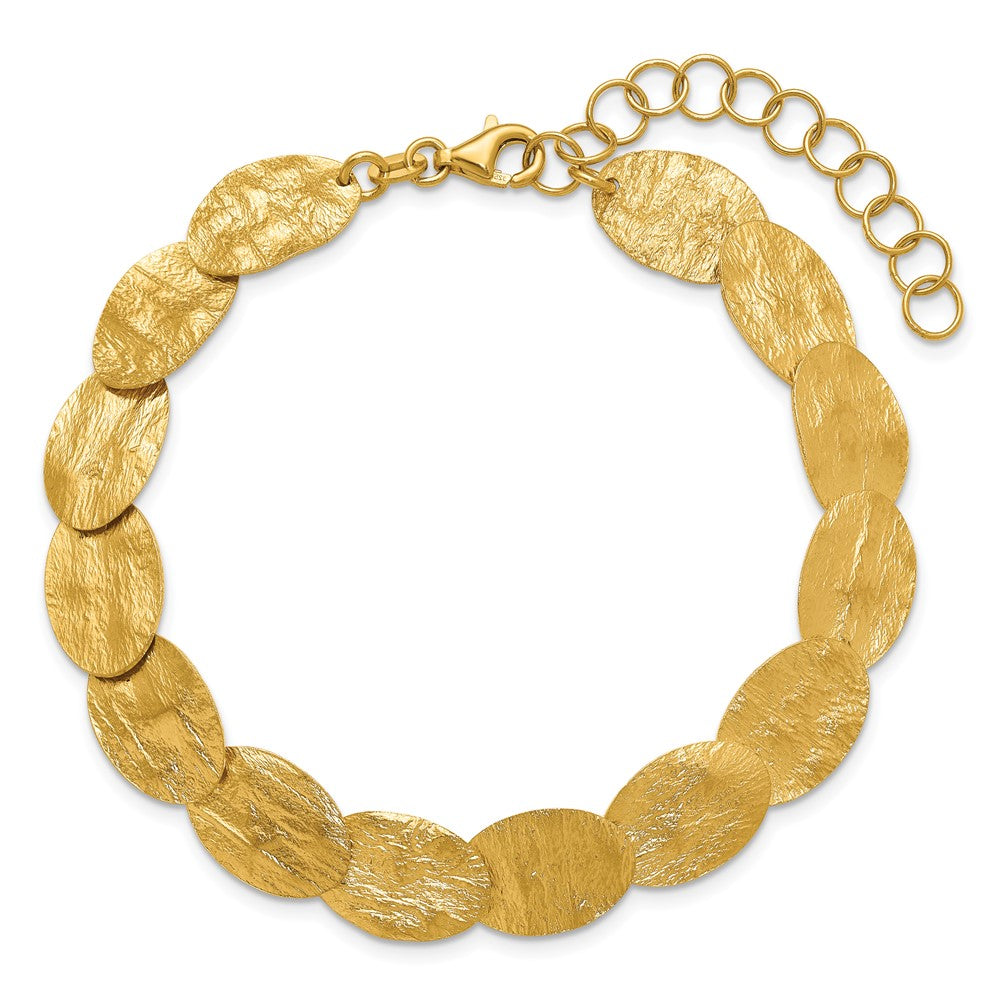 Leslie's Sterling Silver Gold-tone Textured w/2in ext Bracelet - Product Photo