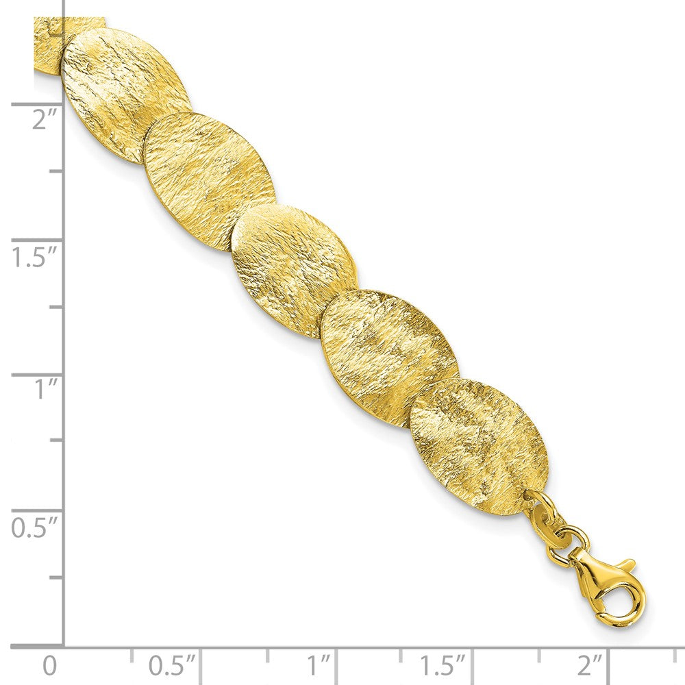 Leslie's Sterling Silver Gold-tone Textured w/2in ext Bracelet - Product Photo