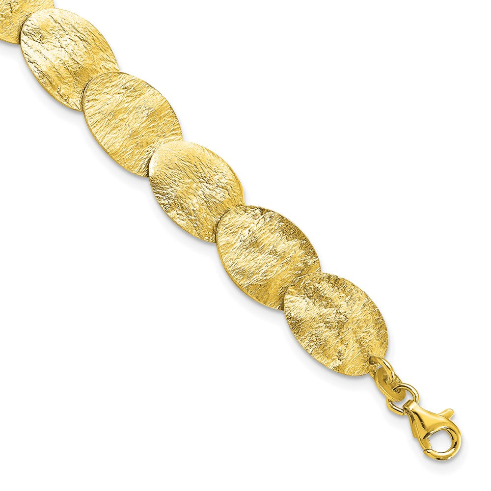 Leslie's Sterling Silver Gold-tone Textured w/2in ext Bracelet - Product Photo