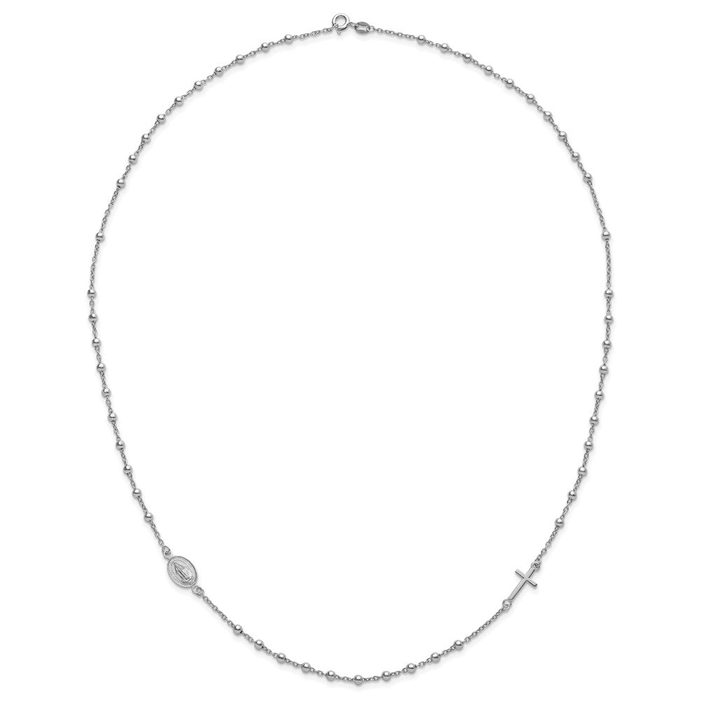Leslie's Sterling Silver Rhod-pl Cross and Miraculous Medal Necklace - Product Photo