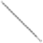 Sterling Silver Rhodium-plated Polished Fancy Rope Bracelet - Product Photo