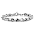 Sterling Silver Rhodium-plated Polished Fancy Rope Bracelet - Product Photo