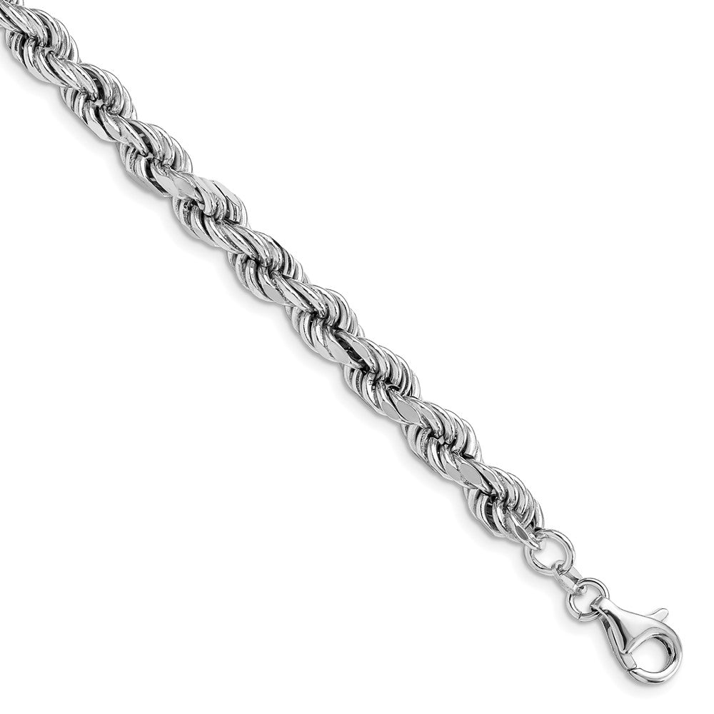 Sterling Silver Rhodium-plated Polished Fancy Rope Bracelet - Product Photo