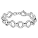 Leslie's Sterling Silver Rhod-plated Polished Texture w .5in ext Bracelet - Product Photo
