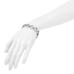 Leslie's Sterling Silver Rhod-plated Polished Texture w .5in ext Bracelet - Product Photo