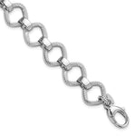 Leslie's Sterling Silver Rhod-plated Polished Texture w .5in ext Bracelet - Product Photo