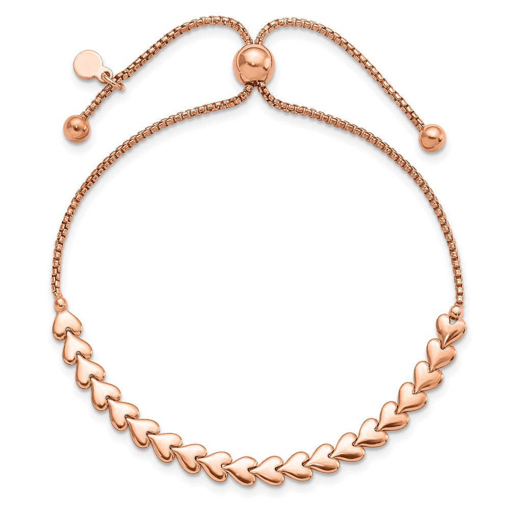 Leslie's Sterling Silver Rose-tone Polished Heart Bolo Bracelet - Product Photo