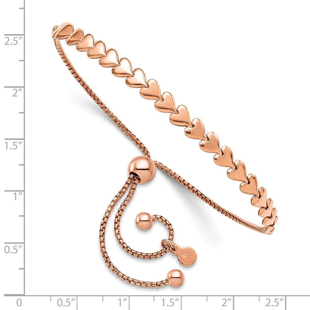Leslie's Sterling Silver Rose-tone Polished Heart Bolo Bracelet - Product Photo