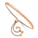 Leslie's Sterling Silver Rose-tone Polished Heart Bolo Bracelet - Product Photo