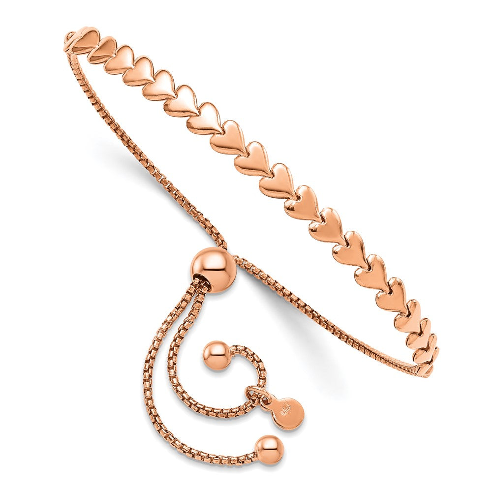 Leslie's Sterling Silver Rose-tone Polished Heart Bolo Bracelet - Product Photo
