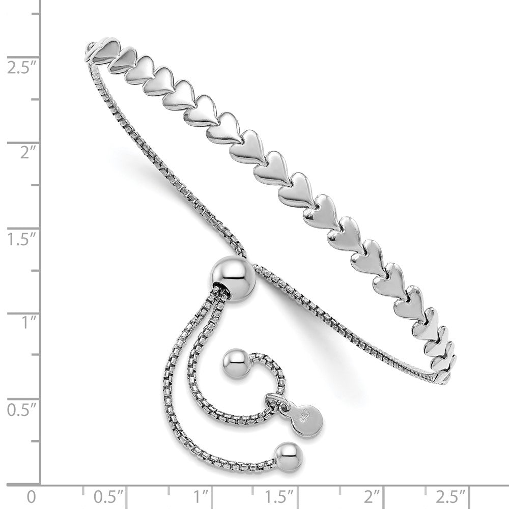 Leslie's Sterling Silver Rhodium-plated Polished Heart Bolo Bracelet - Product Photo