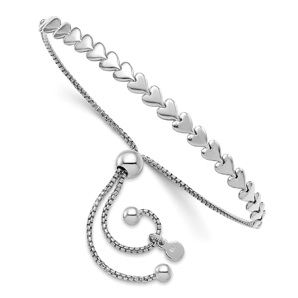 Leslie's Sterling Silver Rhodium-plated Polished Heart Bolo Bracelet - Product Photo