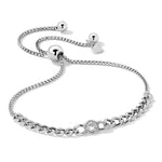 Leslie's Sterling Silver Rhodium-plated Polished CZ Bolo Bracelet - Product Photo