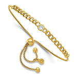 Leslie's Sterling Silver Gold-tone Polished CZ Bolo Bracelet - Product Photo