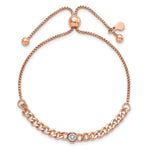 Leslie's Sterling Silver Rose-tone Polished CZ Bolo Bracelet - Product Photo