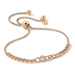 Leslie's Sterling Silver Rose-tone Polished CZ Bolo Bracelet - Product Photo