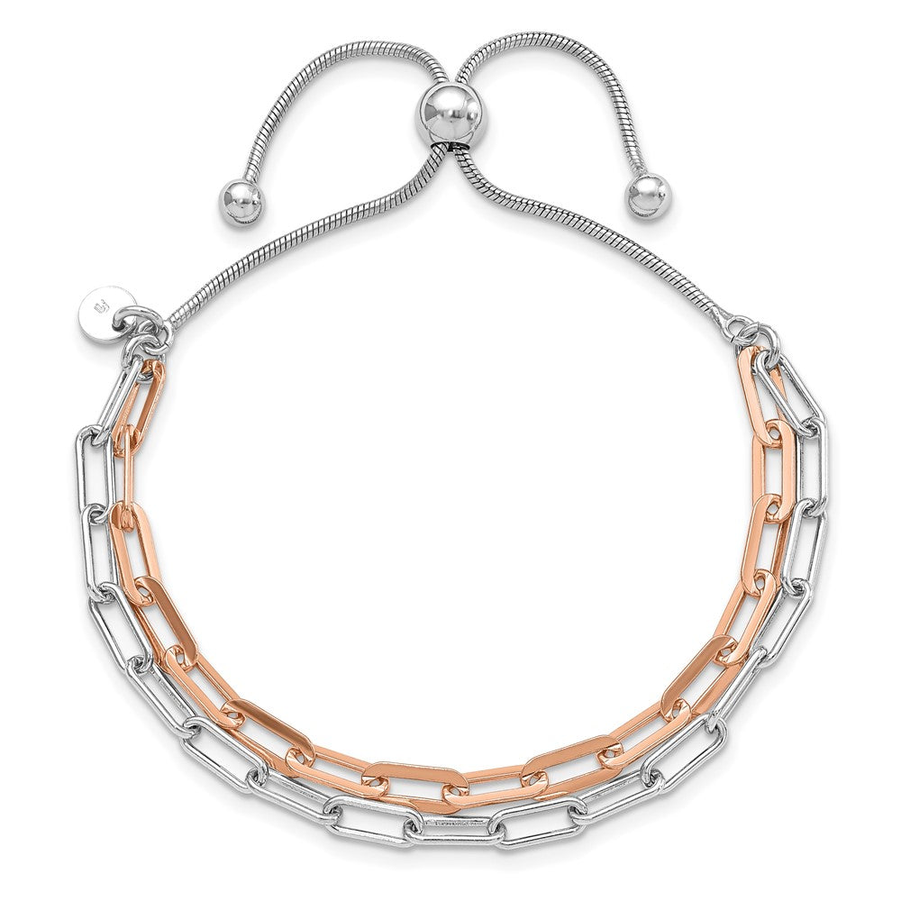 Leslie's Sterling Silver Rh-p & Rose-tone 2-strand Bolo Bracelet - Product Photo