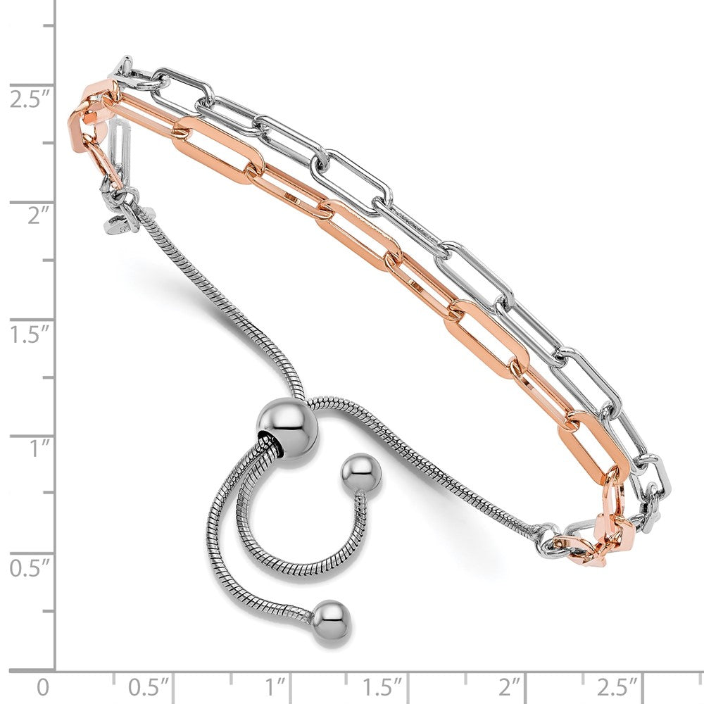 Leslie's Sterling Silver Rh-p & Rose-tone 2-strand Bolo Bracelet - Product Photo