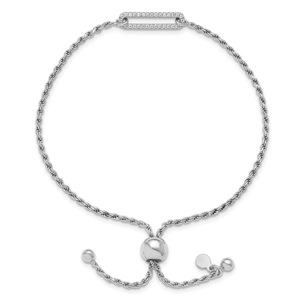 Leslie's Sterling Silver RH-plated Polished CZ Adjustable Bracelet - Product Photo