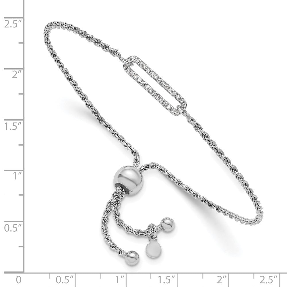 Leslie's Sterling Silver RH-plated Polished CZ Adjustable Bracelet - Product Photo