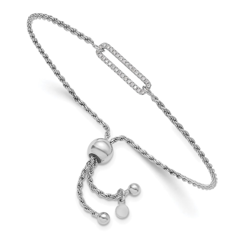 Leslie's Sterling Silver RH-plated Polished CZ Adjustable Bracelet - Product Photo