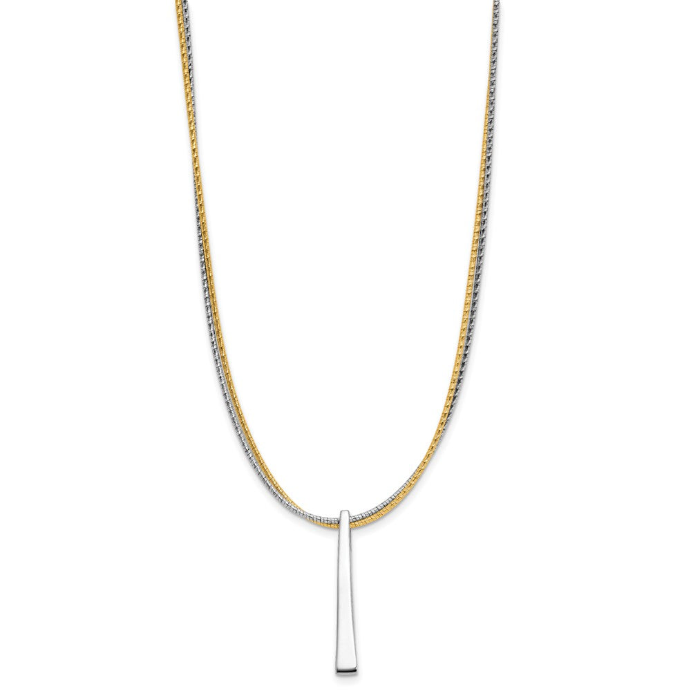 Leslie's SS RH/Gold-plated 2-Wire Tapered Bar w/ 2in Ext. Necklace - Product Photo