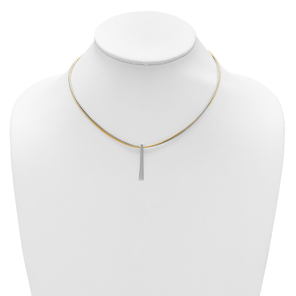 Leslie's SS RH/Gold-plated 2-Wire Tapered Bar w/ 2in Ext. Necklace - Product Photo