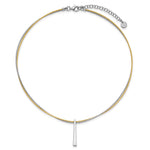 Leslie's SS RH/Gold-plated 2-Wire Tapered Bar w/ 2in Ext. Necklace - Product Photo