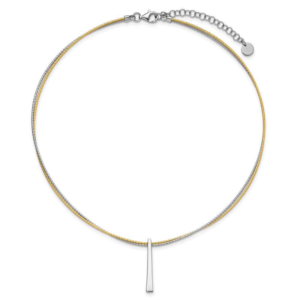 Leslie's SS RH/Gold-plated 2-Wire Tapered Bar w/ 2in Ext. Necklace - Product Photo