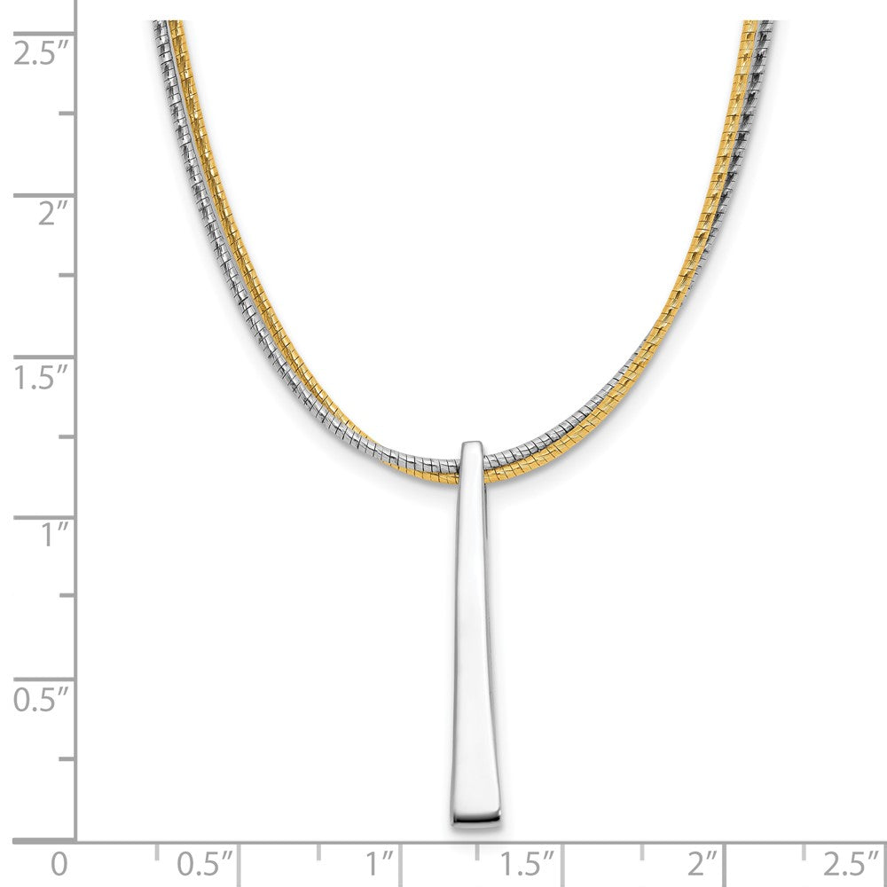 Leslie's SS RH/Gold-plated 2-Wire Tapered Bar w/ 2in Ext. Necklace - Product Photo