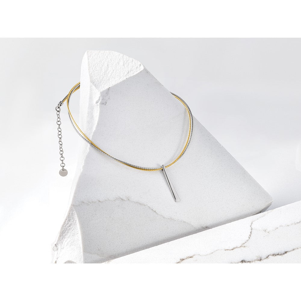 Leslie's SS RH/Gold-plated 2-Wire Tapered Bar w/ 2in Ext. Necklace - Product Photo