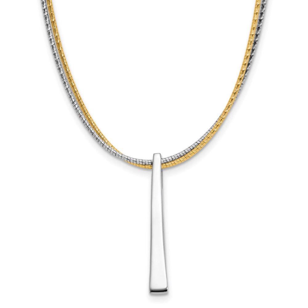 Leslie's SS RH/Gold-plated 2-Wire Tapered Bar w/ 2in Ext. Necklace - Product Photo