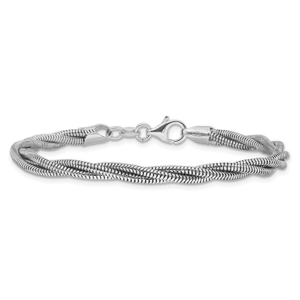 Sterling Silver RH-plated Polished and Twisted Bracelet - Product Photo