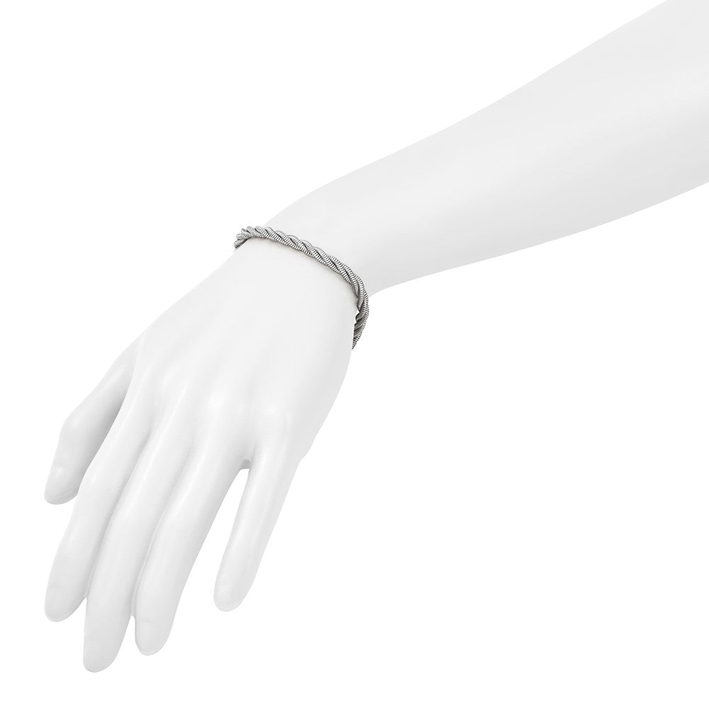 Sterling Silver RH-plated Polished and Twisted Bracelet - Product Photo