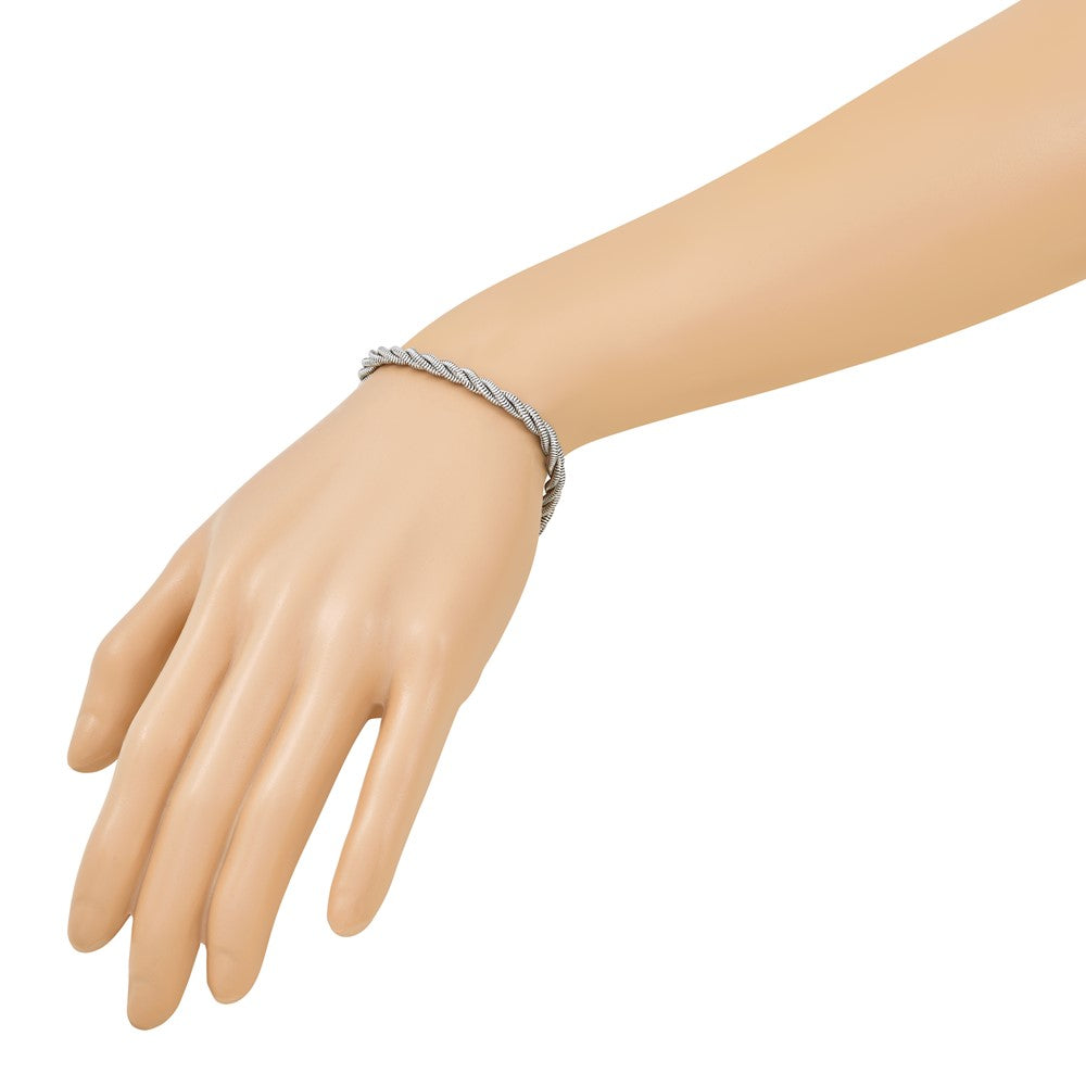 Sterling Silver RH-plated Polished and Twisted Bracelet - Product Photo