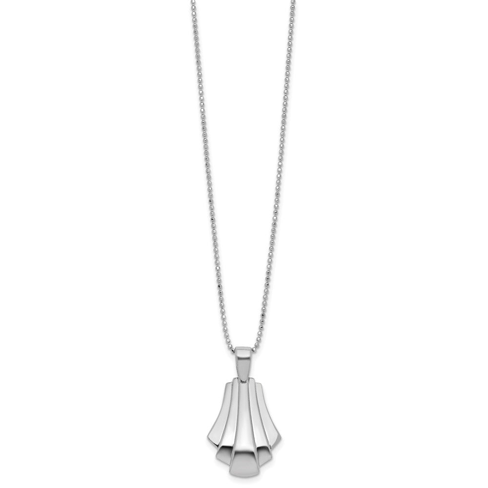 Leslie's Sterling Silver Rh-Plat Polished Fancy Pendant on Beaded Necklace - Product Photo