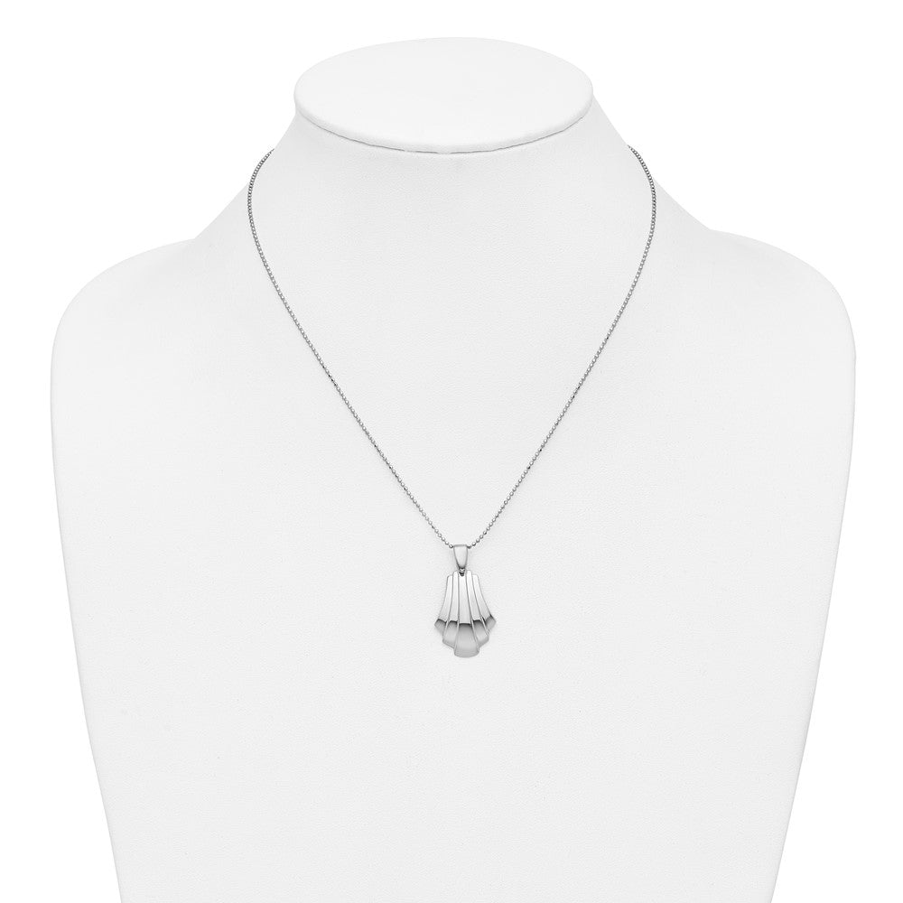 Leslie's Sterling Silver Rh-Plat Polished Fancy Pendant on Beaded Necklace - Product Photo