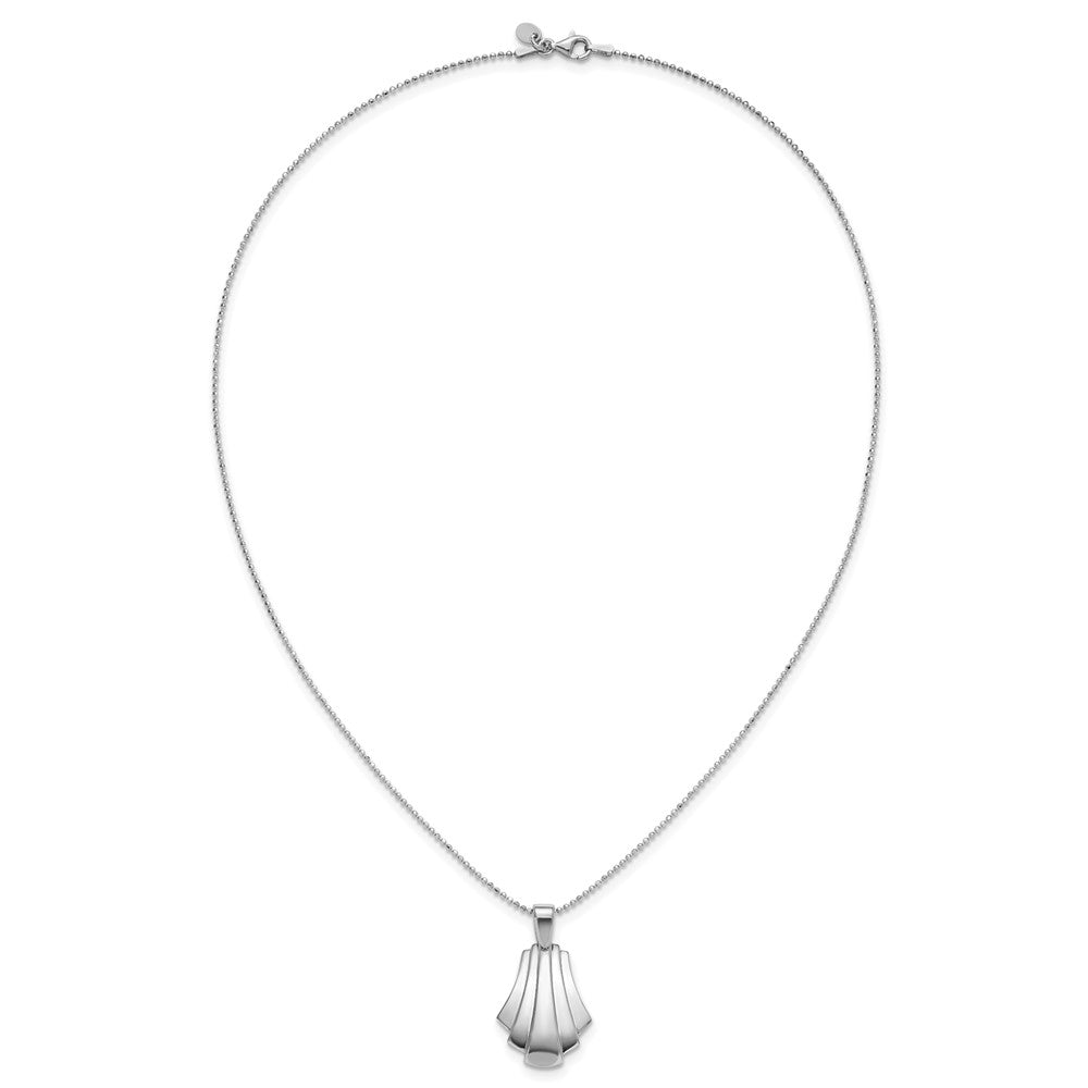 Leslie's Sterling Silver Rh-Plat Polished Fancy Pendant on Beaded Necklace - Product Photo