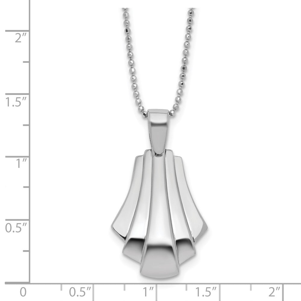 Leslie's Sterling Silver Rh-Plat Polished Fancy Pendant on Beaded Necklace - Product Photo