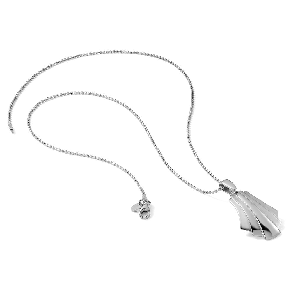 Leslie's Sterling Silver Rh-Plat Polished Fancy Pendant on Beaded Necklace - Product Photo