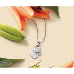 Leslie's Sterling Silver Rh-Plat Polished Fancy Pendant on Beaded Necklace - Product Photo