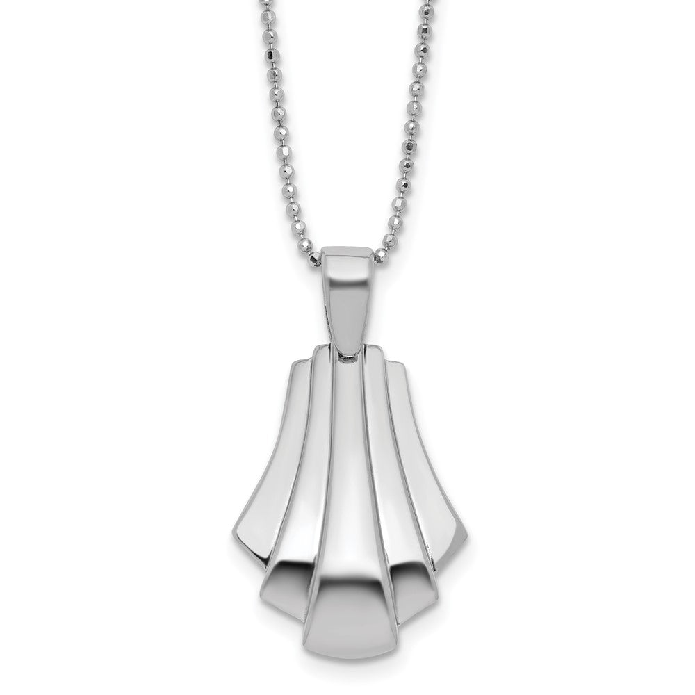 Leslie's Sterling Silver Rh-Plat Polished Fancy Pendant on Beaded Necklace - Product Photo