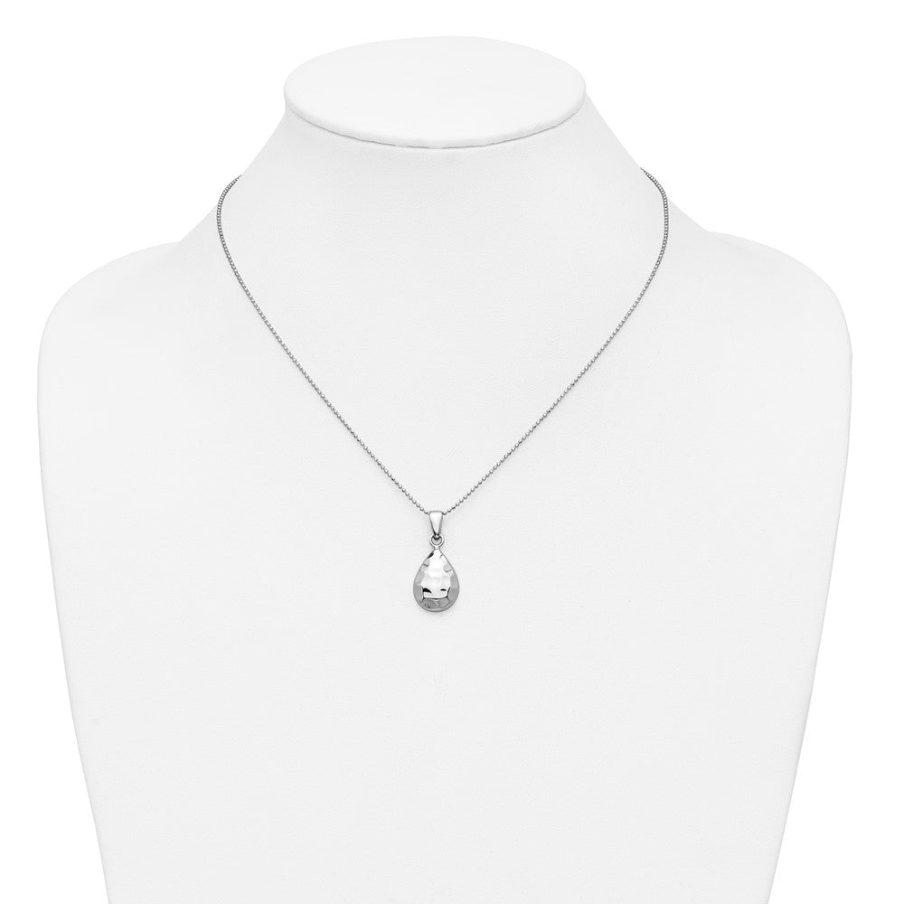 Leslie's Sterling Silver RH-plated Hammered Pendant Necklace - Product Photo