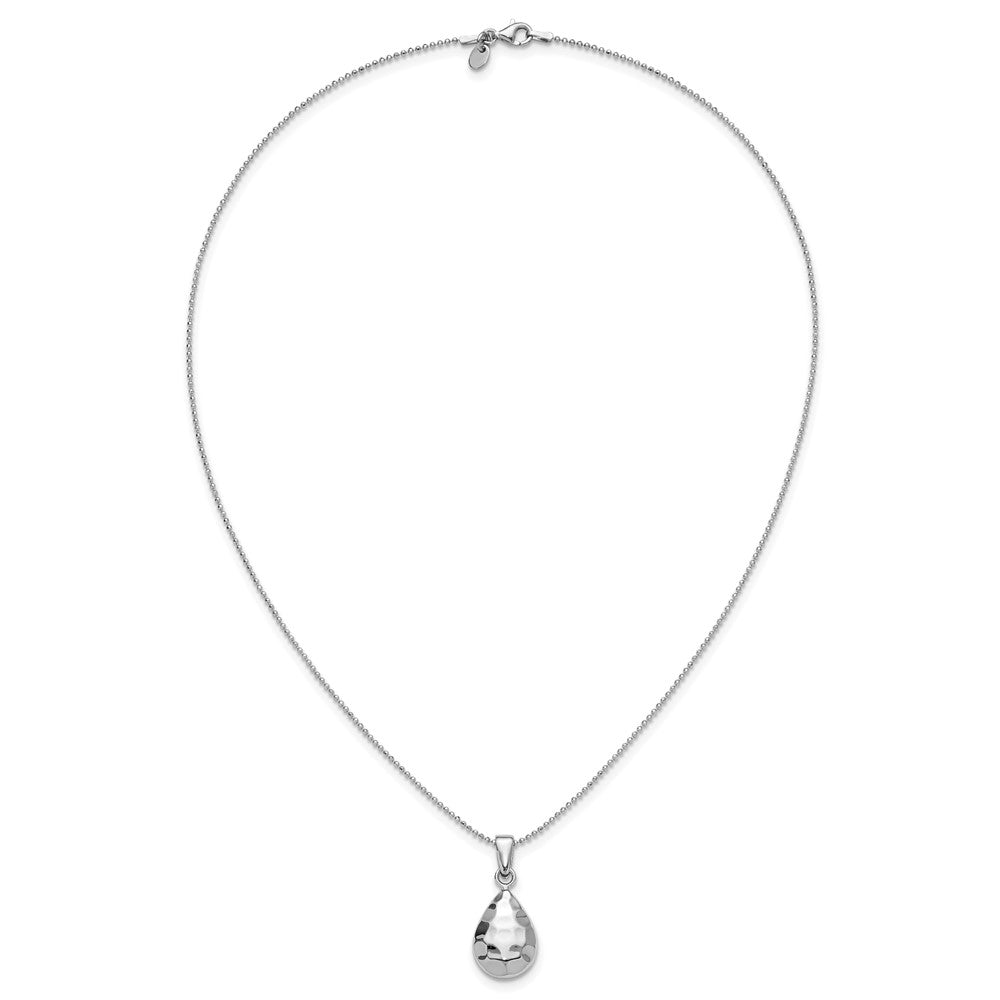 Leslie's Sterling Silver RH-plated Hammered Pendant Necklace - Product Photo