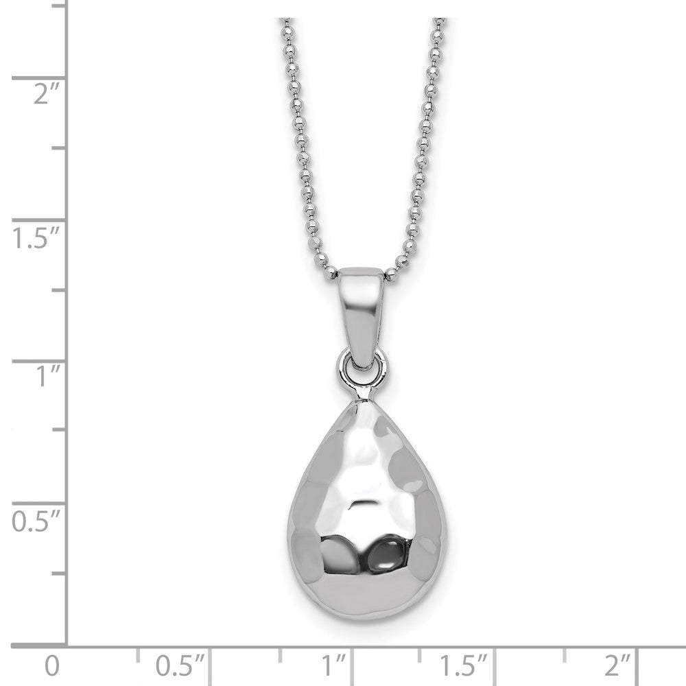 Leslie's Sterling Silver RH-plated Hammered Pendant Necklace - Product Photo