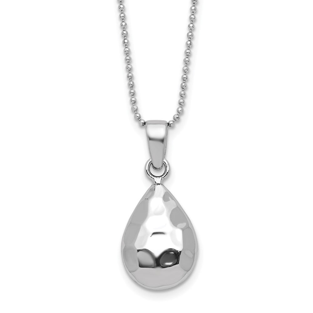 Leslie's Sterling Silver RH-plated Hammered Pendant Necklace - Product Photo