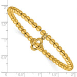 Leslie's Sterling Silver Gold-tone Polished Beads w/Charm Stretch Bracelet - Product Photo