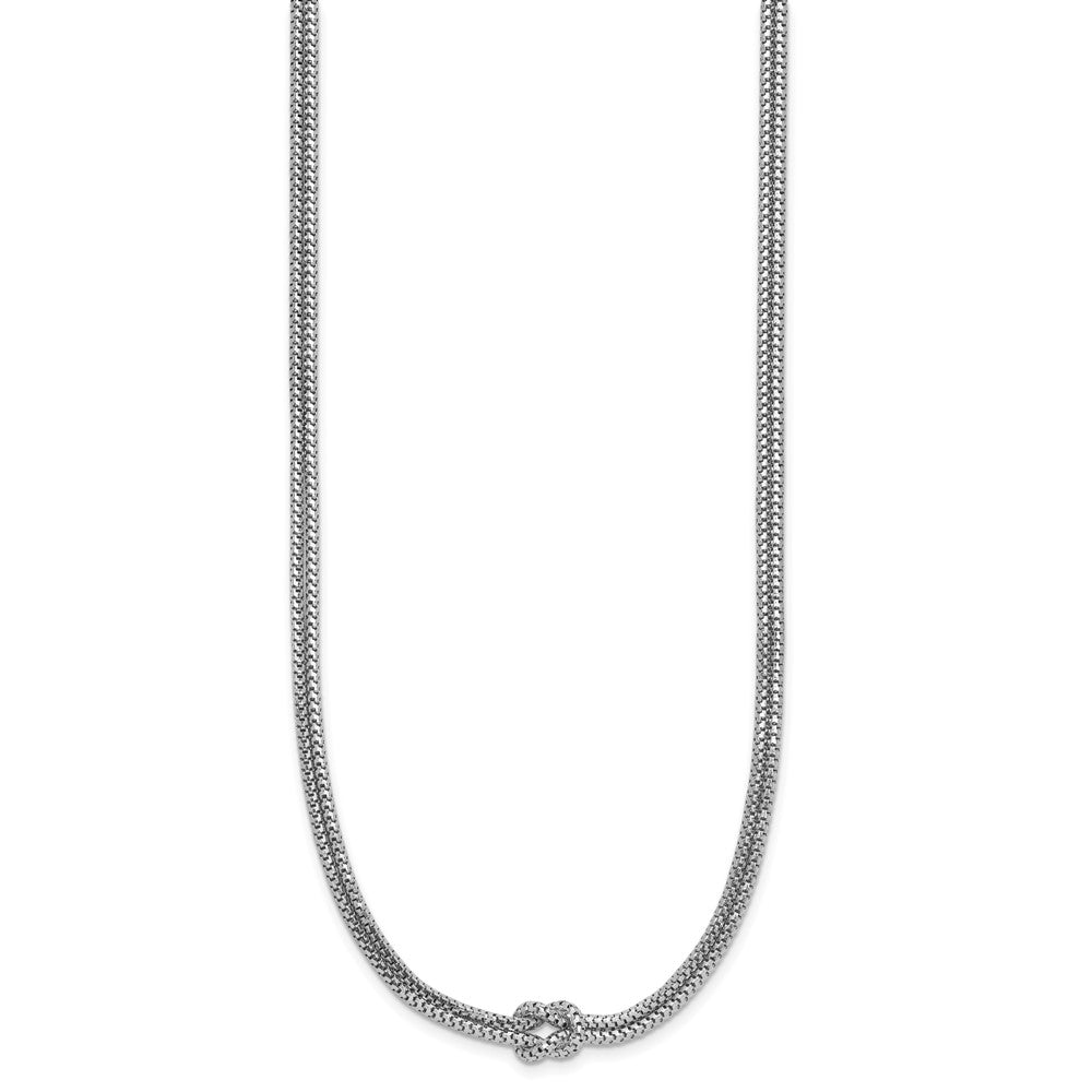 Leslie's Sterling Silver RH-plat Pol. 2-Strand Knot w/2in ext. Necklace - Product Photo