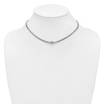Leslie's Sterling Silver RH-plat Pol. 2-Strand Knot w/2in ext. Necklace - Product Photo